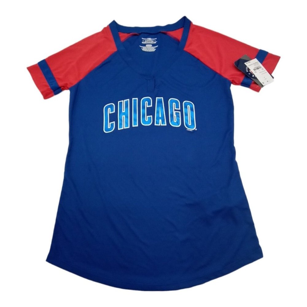 Genuine Merchandise Women's S Chicago Cub V Neck Royal Blue Heather T-Shirt